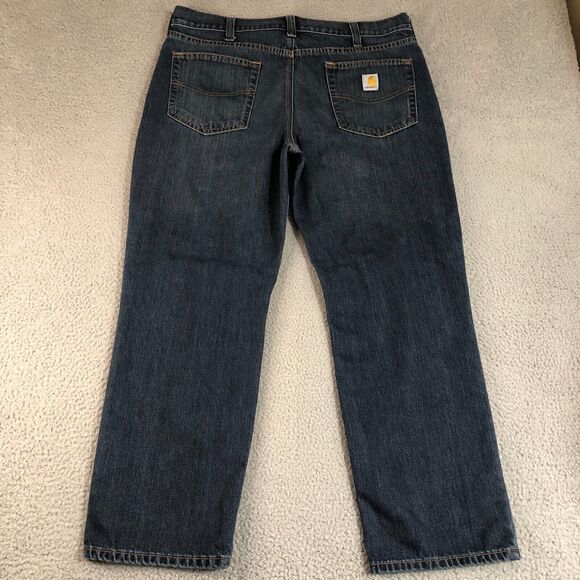 Carhartt Jeans Mens 38x30 Blue Denim Relaxed Fit Medium Wash Straight Workwear - Picture 4 of 8